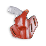 Handcrafted brown leather OWB 3-slot holster for Charter Arms Undercover .38 SPL 3-inch barrel.