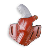 Handcrafted brown leather OWB 3-slot holster for Charter Arms Undercover .38 SPL 3-inch barrel.