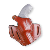 Handcrafted brown leather OWB 3-slot holster for Charter Arms Undercover .38 SPL 3-inch barrel.