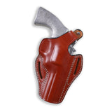 Premium Brown leather OWB holster fits Colt Python 4 & 4.25 inch. 2-slot thumb break design for secure carry by Pusat Holster
