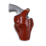 Full-grain vegetable-tanned brown leather for Colt Python 4 & 4.25 inch. Artisan-crafted OWB belt holster by Pusat Holster