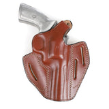 Pusat Holster Ruger GP100 4.20 Inch Leather 3-Slot Thumb Break OWB Holster - Standard and Cross Draw Carry - Brown
