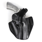 Pusat Holster Ruger GP100 4.20 Inch Leather 3-Slot Thumb Break OWB Holster - Standard and Cross Draw Carry - Black