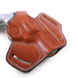 Ruger SP101 Leather Holster Detail with Solid Brass Snap and Heavy-Duty Double Stitching