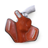 Ruger SP101 Leather Holster Detail with Solid Brass Snap and Heavy-Duty Double Stitching