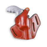 Rear view of 3-Slot Leather Holster showing belt loops for FBI cant and straight draw
