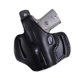 Pusat Holster Black Leather OWB Pancake Holster for Smith and Wesson CSX 3.1-Inch Left Hand