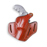 Pusat Holster | Leather OWB 3-Slot Holster for S&W Model 60 J-Frame 3-inch Barrel - Brown