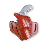 Pusat Holster | Leather OWB 3-Slot Holster for S&W Model 60 J-Frame 3-inch Barrel - Brown Left