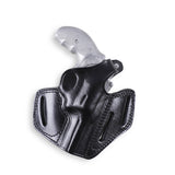 Pusat Holster | Leather OWB 3-Slot Holster for S&W Model 60 J-Frame 3-inch Barrel - Black