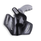 Close-up of Hand-Stitched Vegetable-Tanned Leather and Brass Snap on Pusat Holster