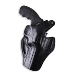 Hand-molded vegetable-tanned leather belt holster for Taurus Model 82 and 80 .38 Special, right-hand draw with double-stitching and brass snap